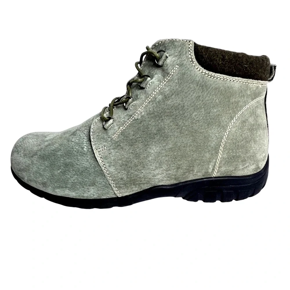 Propet Women's Leather Ankle Boots‎ Lace Up Zip Green Size 9.5 X(2E) Wide